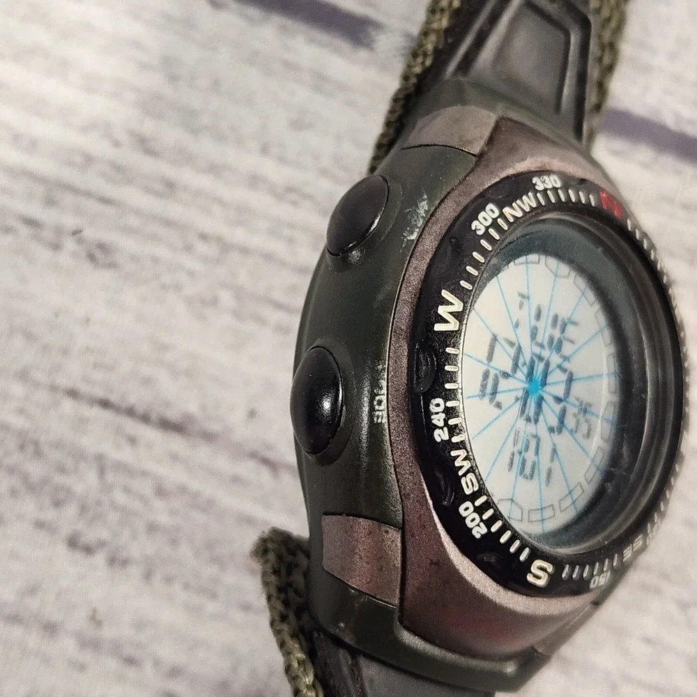 Timex Expedition Digital Compass Watch Olive Green Nylon Strap Mens Sport 100M